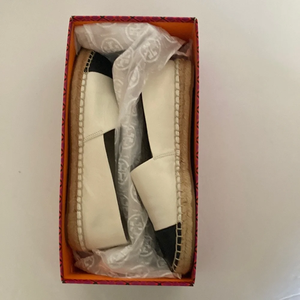 TORY BURCH Leather Color Block Flat Espadrille 7.5